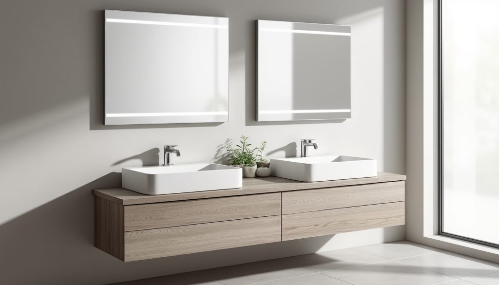 Meuble salle de bain double vasque : optimiser l’espace et le style découvrez comment un meuble salle de bain double vasque peut optimiser l'espace et apporter style et fonctionnalité à votre salle de bain.