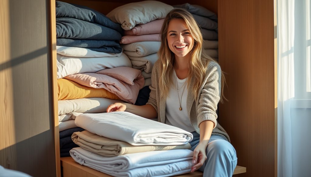 Mon armoire débordait de draps en désordre : grâce à une astuce d’amie, j’ai gagné une place insoupçonnée ! découvrez comment grâce à une astuce simple, j'ai transformé mon armoire débordante de draps en un espace parfaitement organisé, gagnant ainsi une place insoupçonnée. un conseil pratique à adopter !